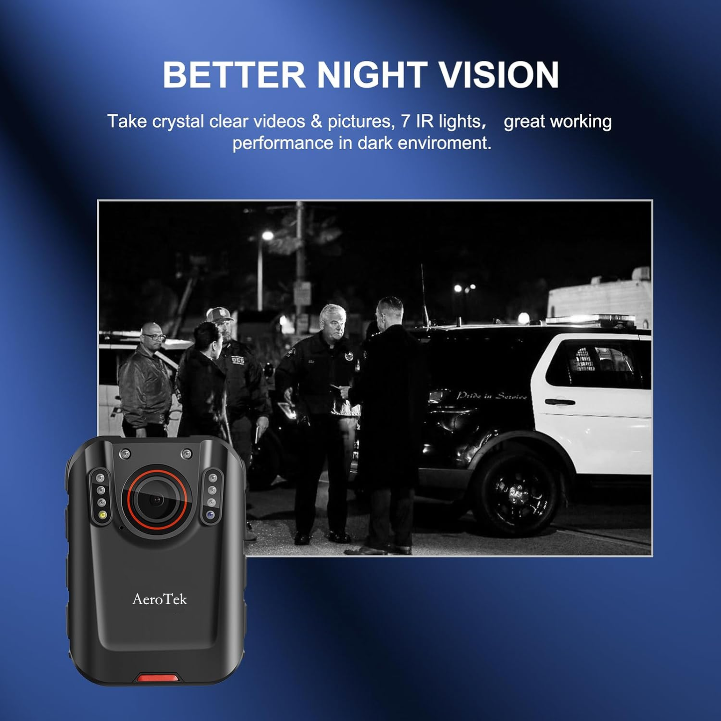 AeroTeK T03 2K Body Camera with 64GB Micro SD Card