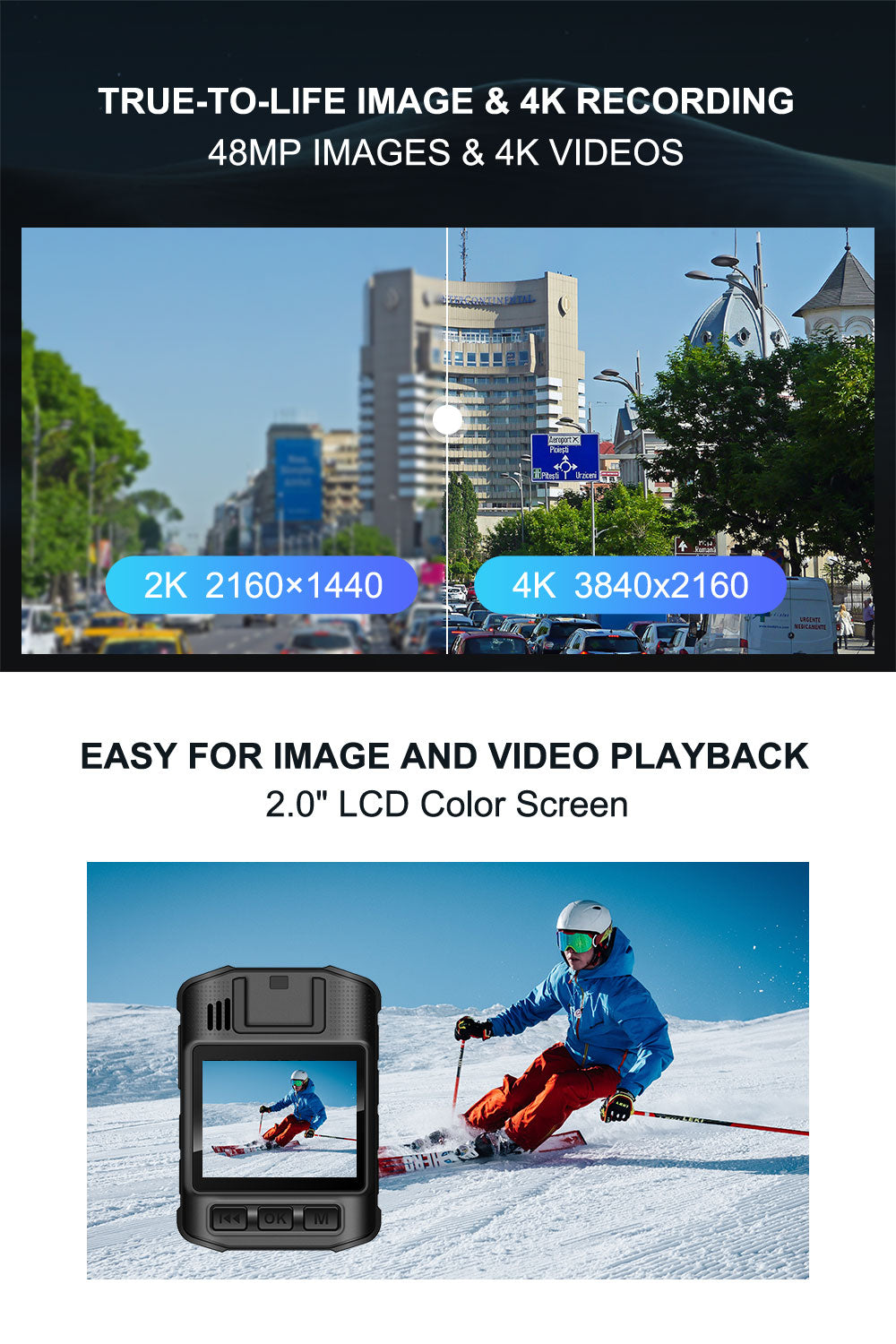 AeroTeK T05 Mini 4K Body Camera with 128GB Micro SD Card
