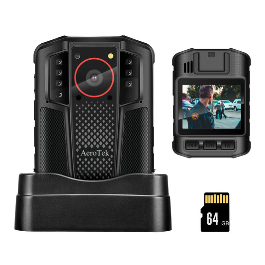 AeroTeK T05 Mini 4K Body Camera with 64GB Micro SD Card